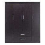 Ντουλάπα ρούχων τετράφυλλη OLYMPUS pakoworld χρώμα wenge 159x57x183εκ - Image 6