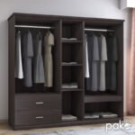 Ντουλάπα ρούχων πεντάφυλλη OLYMPUS pakoworld χρώμα wenge 198x57x183εκ - Image 2