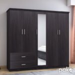 Ντουλάπα ρούχων πεντάφυλλη OLYMPUS pakoworld χρώμα wenge 198x57x183εκ - Image 3