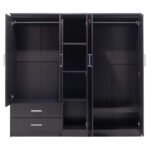 Ντουλάπα ρούχων πεντάφυλλη OLYMPUS pakoworld χρώμα wenge 198x57x183εκ - Image 4