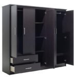Ντουλάπα ρούχων πεντάφυλλη OLYMPUS pakoworld χρώμα wenge 198x57x183εκ - Image 5
