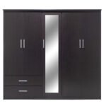 Ντουλάπα ρούχων πεντάφυλλη OLYMPUS pakoworld χρώμα wenge 198x57x183εκ - Image 6
