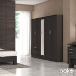Ντουλάπα ρούχων πεντάφυλλη OLYMPUS pakoworld χρώμα wenge 198x57x183εκ - Image 8