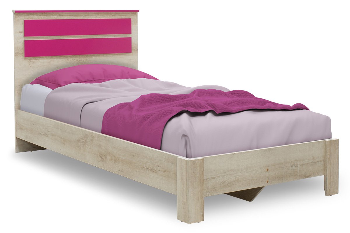 123-000077 Κρεβάτι παιδικό Looney pakoworld σε χρώμα castillo-ροζ 100x200εκ - Image 1