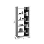 Βιβλιοθήκη Naya pakoworld sonoma-ανθρακί 72x30x182.5εκ - Image 4