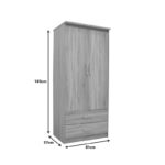 Ντουλάπα ρούχων δίφυλλη OLYMPUS pakoworld σε sonoma απόχρωση 81x57x183εκ - Image 4
