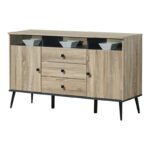 Μπουφές Zezan pakoworld σε sonoma-ανθρακί απόχρωση 140.5x41.5x80εκ - Image 3