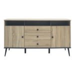 Μπουφές Zezan pakoworld σε sonoma-ανθρακί απόχρωση 140.5x41.5x80εκ - Image 4