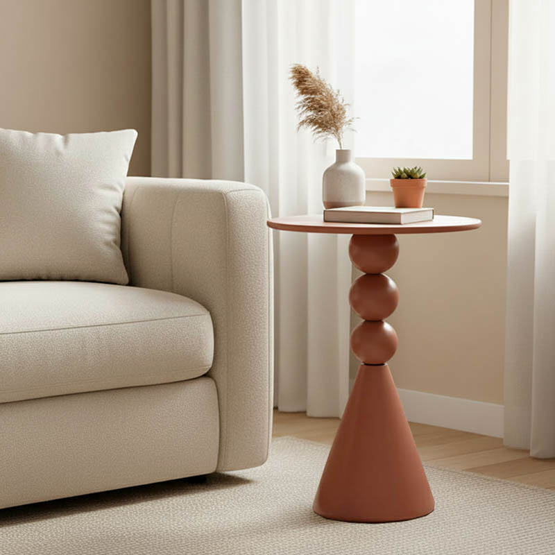 128-000068 Βοηθητικό τραπέζι Bilane pakoworld μέταλλο σε terracotta απόχρωση Φ39x60εκ - Image 1