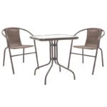 Τραπεζαρία Watson-Obbi σετ 3τεμ pakoworld pe καφέ-μέταλλο 70x70x70εκ - Image 2