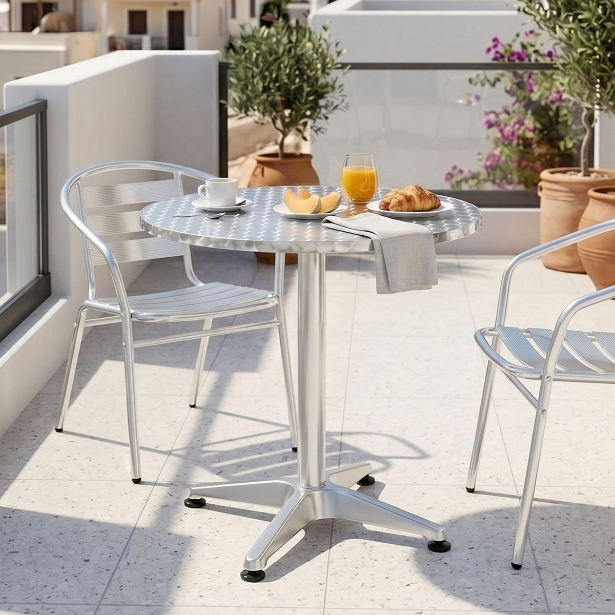 130-000064 Τραπέζι Lazo pakoworld χρωμίου αλουμίνιο Φ70x70εκ - Image 1