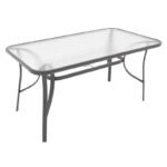 Τραπέζι Ensure pakoworld ανθρακί μέταλλο-tempered γυαλί 140x80x70εκ - Image 3