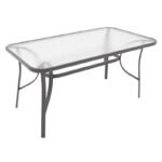Τραπέζι Ensure pakoworld ανθρακί μέταλλο-tempered γυαλί 120x70x70εκ - Image 3