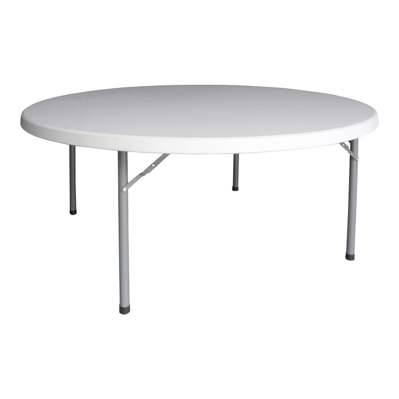 142-000019 Τραπέζι βαλίτσα catering Comfort pakoworld πτυσσόμενο στρόγγυλο σε λευκή απόχρωση Φ180x74εκ - Image 1