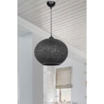 Φωτιστικό οροφής μονόφωτο Leshia pakoworld Ε27 μαύρο Φ38x38εκ - Image 2