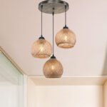 Φωτιστικό οροφής τρίφωτο PWL-1121 pakoworld Ε27 καφέ Φ40x75εκ - Image 2
