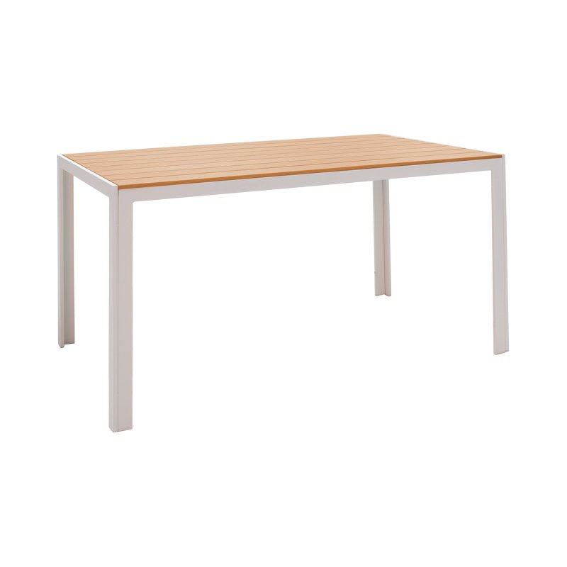152-000004 Τραπέζι Nares pakoworld αλουμίνιο λευκό-plywood φυσικό 140x80x72.5εκ - Image 1