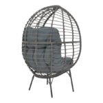 Πολυθρόνα Nestie pakoworld wicker rattan γκρι-μεταλλικό γκρι πόδι-γκρι μαξιλάρι 102x80x155εκ - Image 2