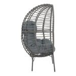 Πολυθρόνα Nestie pakoworld wicker rattan γκρι-μεταλλικό γκρι πόδι-γκρι μαξιλάρι 102x80x155εκ - Image 3