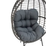 Πολυθρόνα Nestie pakoworld wicker rattan γκρι-μεταλλικό γκρι πόδι-γκρι μαξιλάρι 102x80x155εκ - Image 6