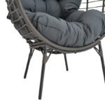 Πολυθρόνα Nestie pakoworld wicker rattan γκρι-μεταλλικό γκρι πόδι-γκρι μαξιλάρι 102x80x155εκ - Image 8