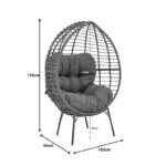 Πολυθρόνα Nestie pakoworld wicker rattan γκρι-μεταλλικό γκρι πόδι-γκρι μαξιλάρι 102x80x155εκ - Image 9