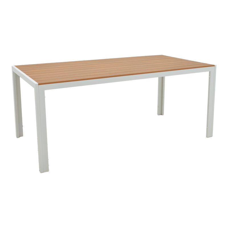 152-000031 Τραπέζι Nares pakoworld αλουμίνιο λευκό-plywood φυσικό 180x90x72.5εκ - Image 1