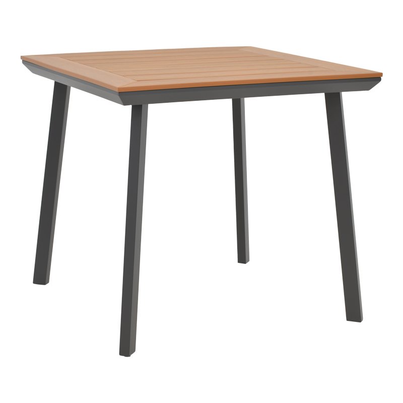 152-000032 Τραπέζι Synergy pakoworld αλουμίνιο ανθρακί-plywood φυσικό 80x80x74εκ - Image 1