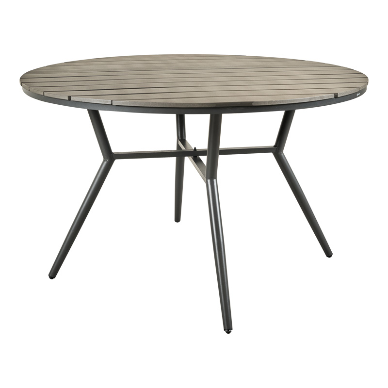 152-000091 Τραπέζι Appa pakoworld αλουμίνιο και plywood σε ανθρακί απόχρωση Φ120x74εκ - Image 1