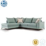 Γωνιακός καναπές δεξιά γωνία Romantic pakoworld ύφασμα Ciel-Cream 290x235x95εκ - Image 2
