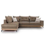 Γωνιακός καναπές δεξιά γωνία Luxury II pakoworld ύφασμα mocha-cream 290x235x95εκ - Image 3