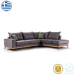 Γωνιακός καναπές αριστερή γωνία Luxury II pakoworld ύφασμα ανθρακί-κυπαρισσί 290x235x95εκ - Image 2