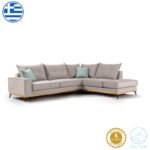Γωνιακός καναπές αριστερή γωνία Luxury II pakoworld ύφασμα elephant-ciel 290x235x95εκ - Image 2
