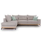 Γωνιακός καναπές δεξιά γωνία Luxury II pakoworld ύφασμα elephant-ciel 290x235x95εκ - Image 3