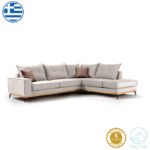 Γωνιακός καναπές αριστερή γωνία Luxury II pakoworld ύφασμα cream-mocha 290x235x95εκ - Image 2