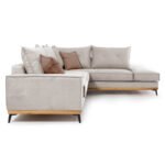 Γωνιακός καναπές αριστερή γωνία Luxury II pakoworld ύφασμα cream-mocha 290x235x95εκ - Image 4