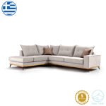 Γωνιακός καναπές δεξιά γωνία Luxury II pakoworld ύφασμα cream-mocha 290x235x95εκ - Image 2