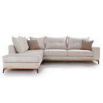 Γωνιακός καναπές δεξιά γωνία Luxury II pakoworld ύφασμα cream-mocha 290x235x95εκ - Image 3