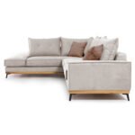 Γωνιακός καναπές δεξιά γωνία Luxury II pakoworld ύφασμα cream-mocha 290x235x95εκ - Image 4