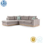 Γωνιακός καναπές δεξιά γωνία Boston pakoworld ύφασμα elephant-ciel 280x225x90εκ - Image 2
