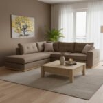 Γωνιακός καναπές δεξιά γωνία Boston pakoworld ύφασμα mocha-cream 280x225x90εκ