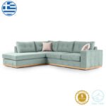 Γωνιακός καναπές δεξιά γωνία Boston pakoworld ύφασμα ciel-cream 280x225x90εκ - Image 2