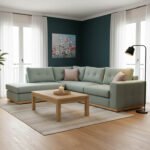 Γωνιακός καναπές δεξιά γωνία Boston pakoworld ύφασμα ciel-cream 280x225x90εκ