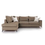 Γωνιακός καναπές δεξιά γωνία Romantic pakoworld ύφασμα mocha-cream 290x235x95εκ - Image 3