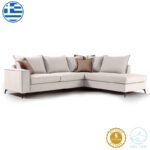 Γωνιακός καναπές αριστερή γωνία Romantic pakoworld ύφασμα cream-mocha 290x235x95εκ - Image 2