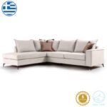 Γωνιακός καναπές δεξιά γωνία Romantic pakoworld ύφασμα cream-mocha 290x235x95εκ - Image 2