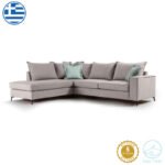 Γωνιακός καναπές δεξιά γωνία Romantic pakoworld ύφασμα elephant-ciel 290x235x95εκ - Image 2