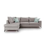 Γωνιακός καναπές δεξιά γωνία Romantic pakoworld ύφασμα elephant-ciel 290x235x95εκ - Image 3