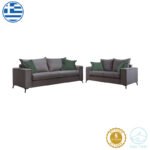 Σετ σαλονιού Verona 2τεμ 2θέσιος-3θέσιος ανθρακί - μαξιλάρια κυπαρισσί - Image 2