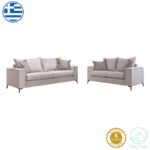 Σετ σαλονιού Verona 2τεμ 2θέσιος-3θέσιος cream - μαξιλάρια mocha - Image 2